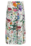 midi skirt in all-over gucci flora print silk twill
