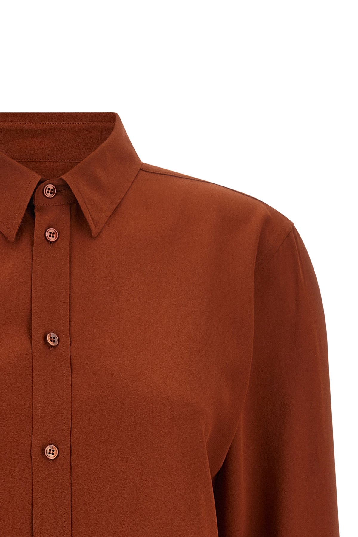 the saint laurent shirt in pure crepe de chine silk embodies a fluid and timeles