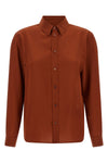 the saint laurent shirt in pure crepe de chine silk embodies a fluid and timeles