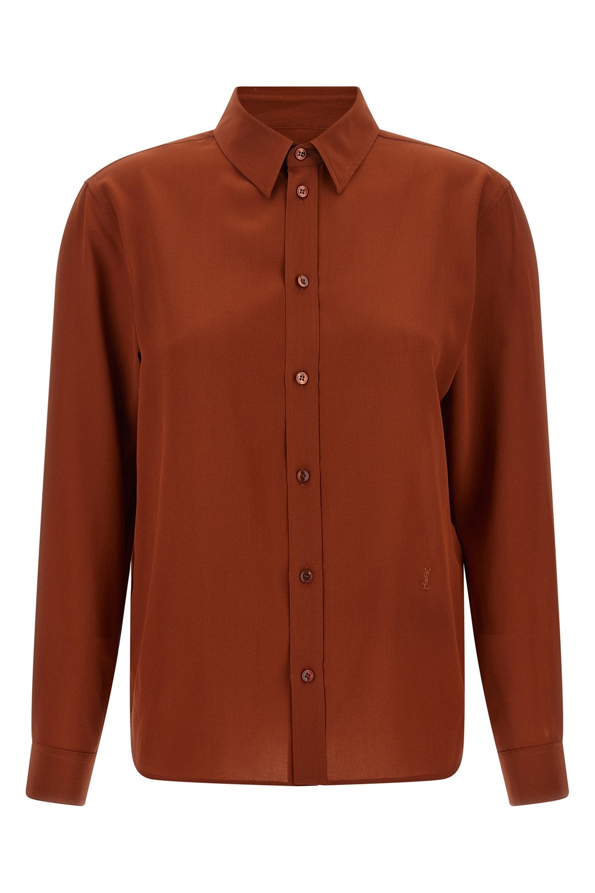 the saint laurent shirt in pure crepe de chine silk embodies a fluid and timeles