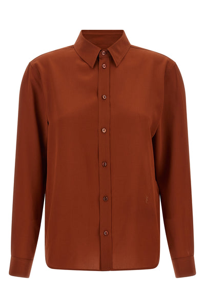 the saint laurent shirt in pure crepe de chine silk embodies a fluid and timeles