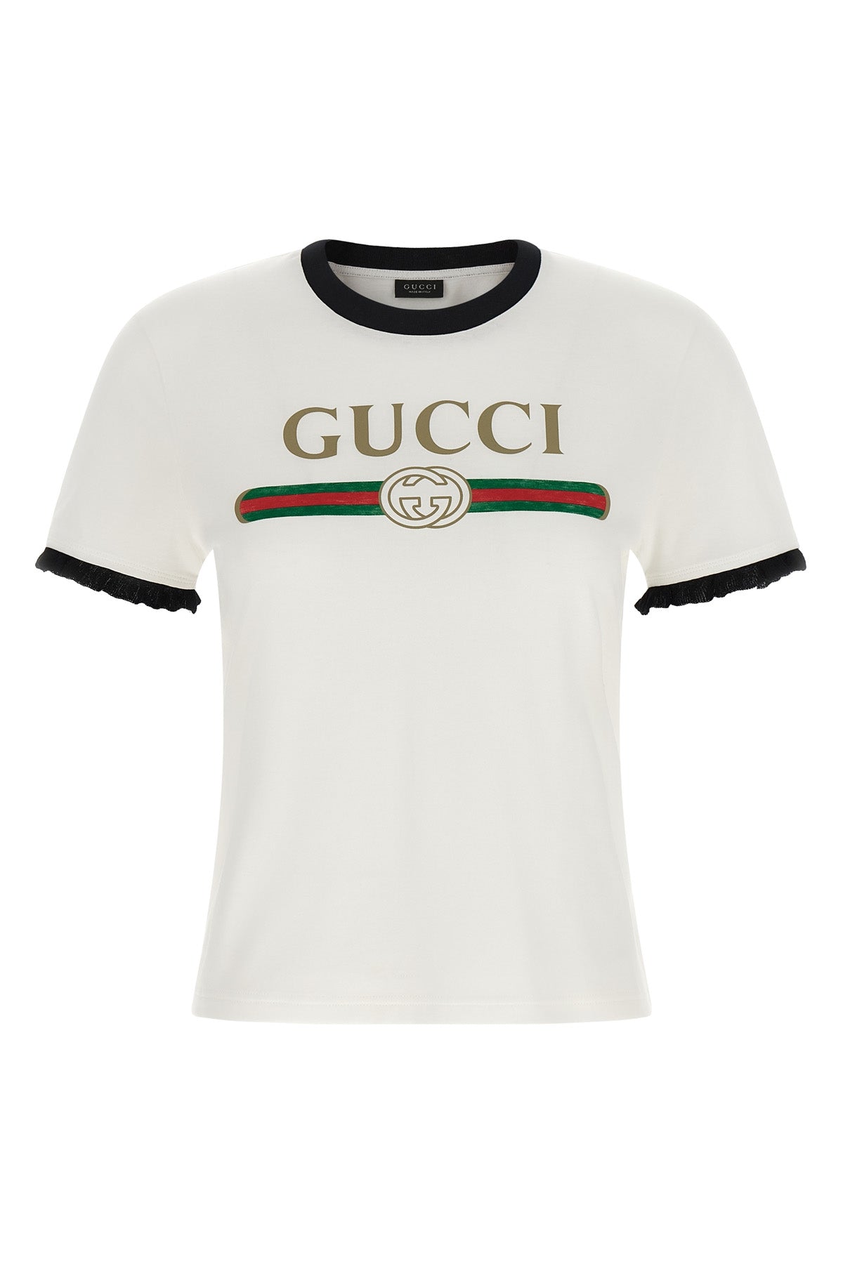 the gucci t-shirt defines a sartorial approach to casual wear through a pure whi