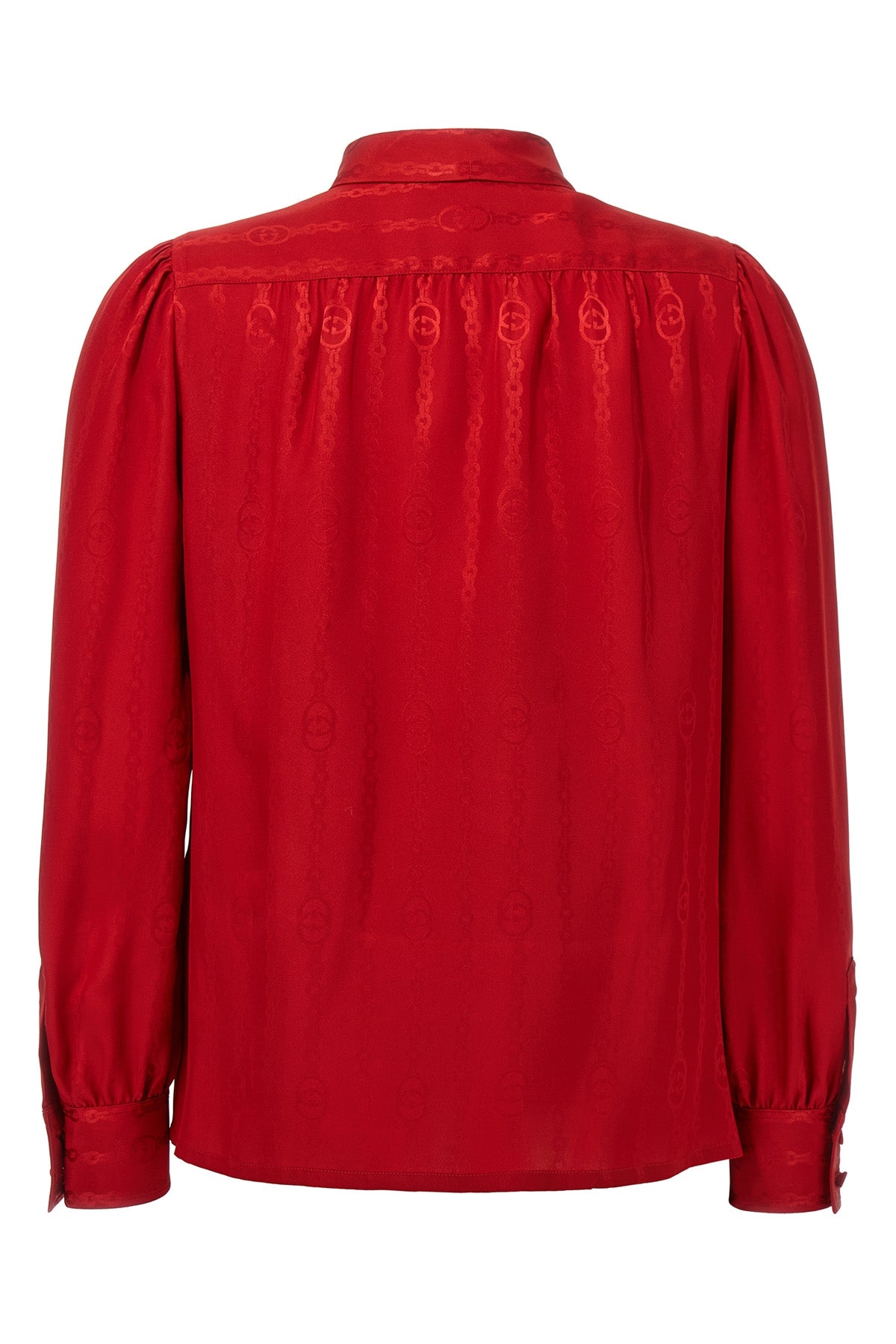 the gucci shirt is distinguished by a fluid sartorial construction