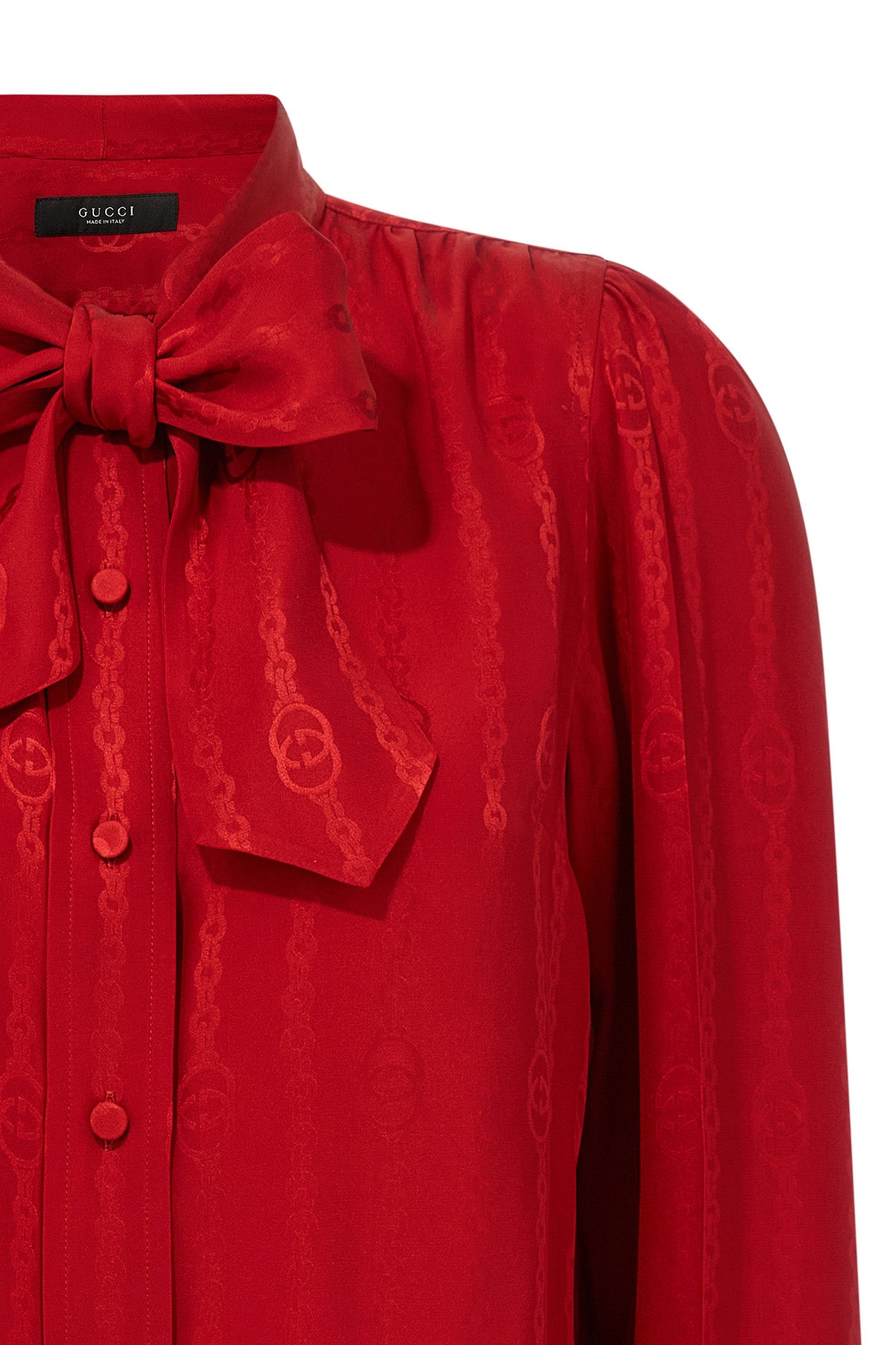 the gucci shirt is distinguished by a fluid sartorial construction