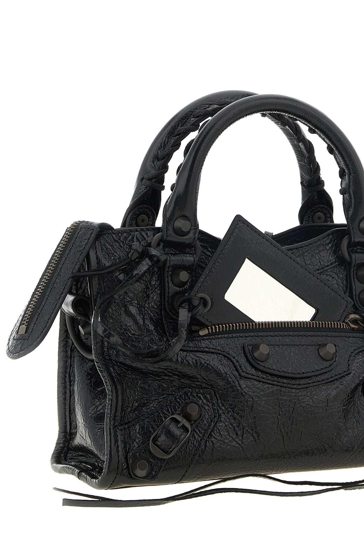the balenciaga le city mini handbag is made of fine arena lambskin