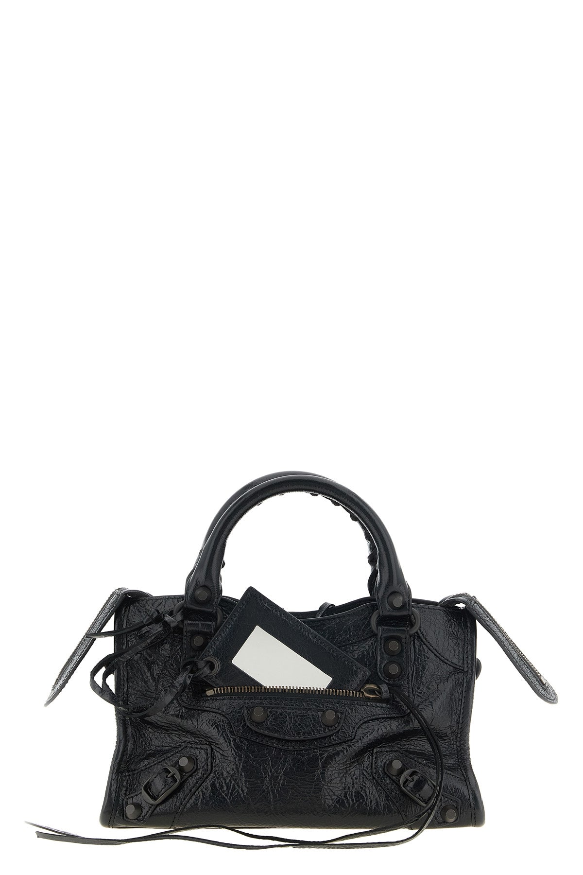 the balenciaga le city mini handbag is made of fine arena lambskin