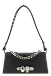 jewelled mini shoulder bag in crocodile-effect embossed print calf leather
