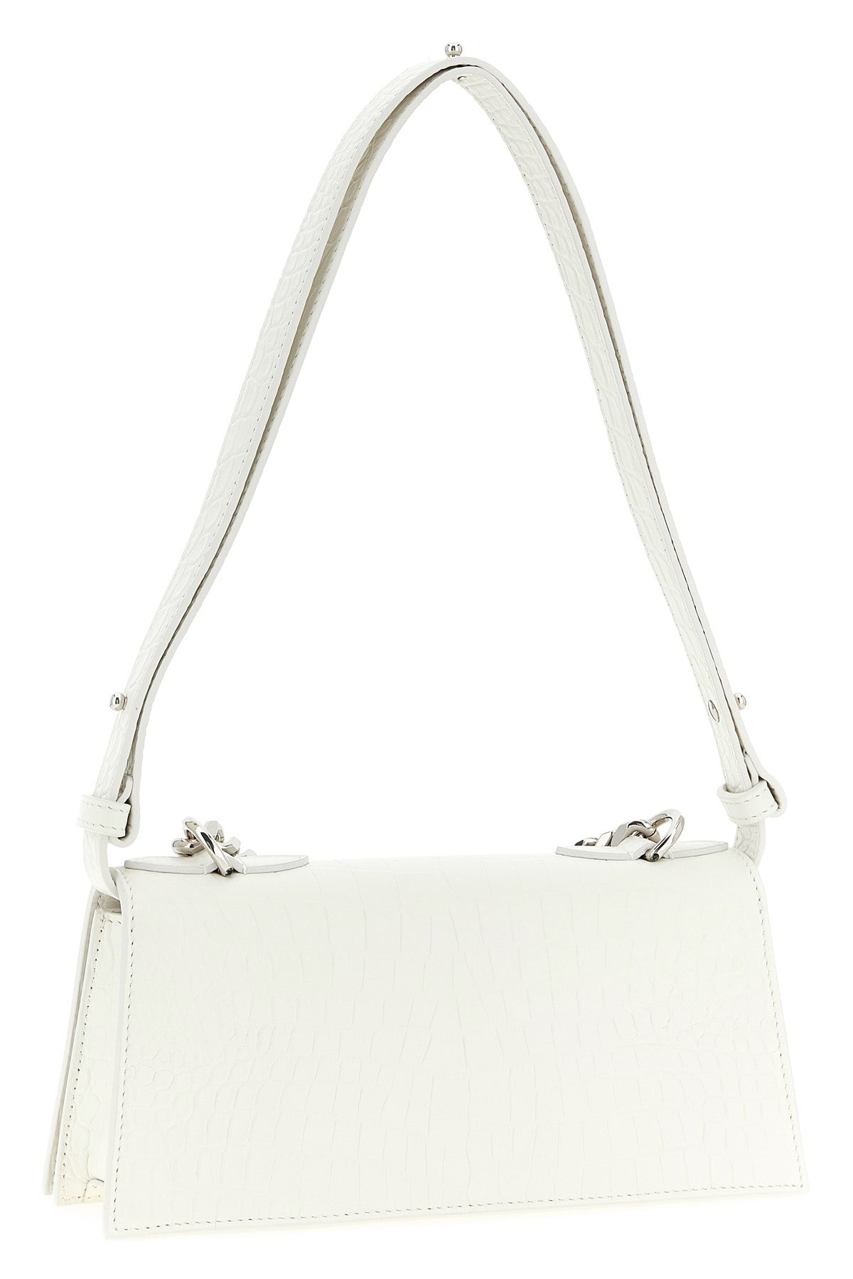 jewelled mini shoulder bag in crocodile-effect embossed print calf leather