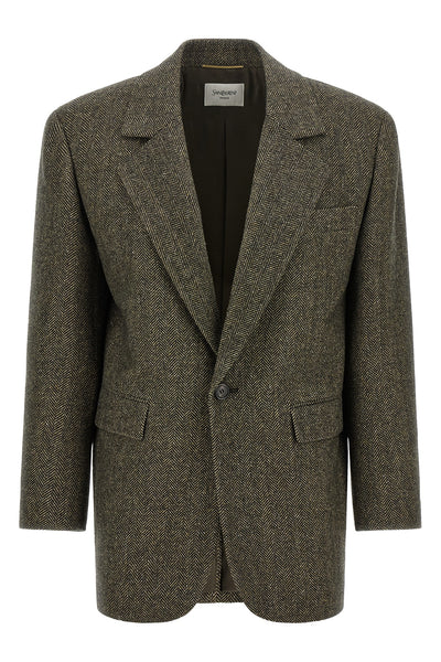 the saint laurent blazer defines the codes of contemporary tailoring through a r