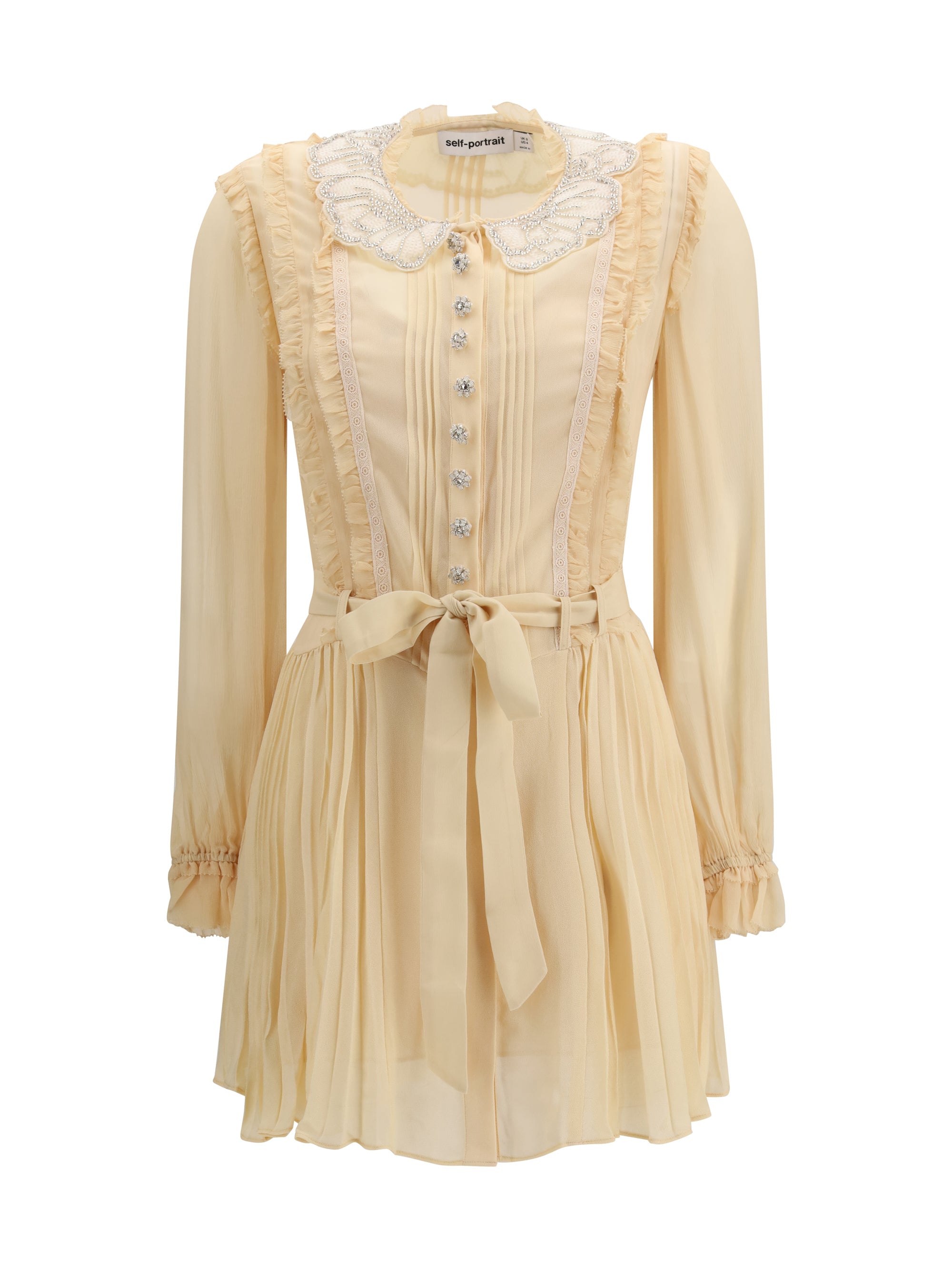 pleated georgette mini dress