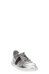 stretch metallic leather sneakers
