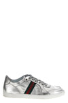 stretch metallic leather sneakers