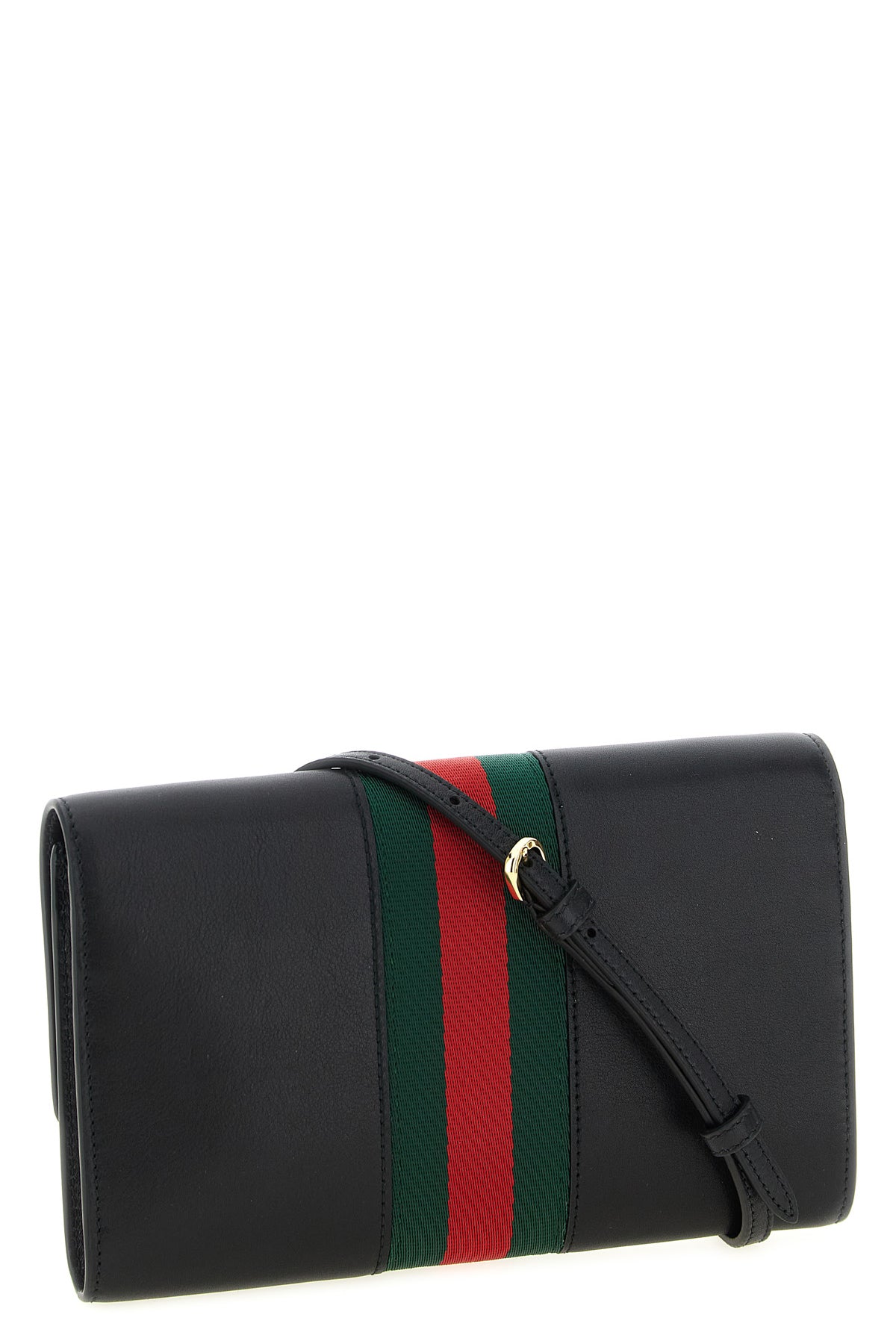 gucci horsebit web leather wallet on chain