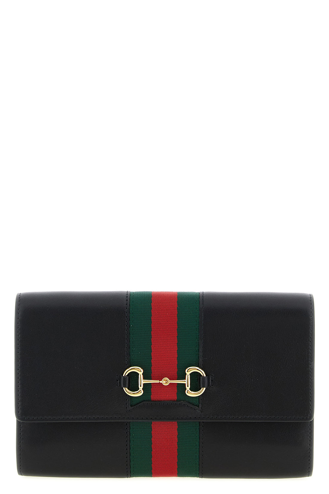 GUCCI OS gucci horsebit web leather wallet on chain