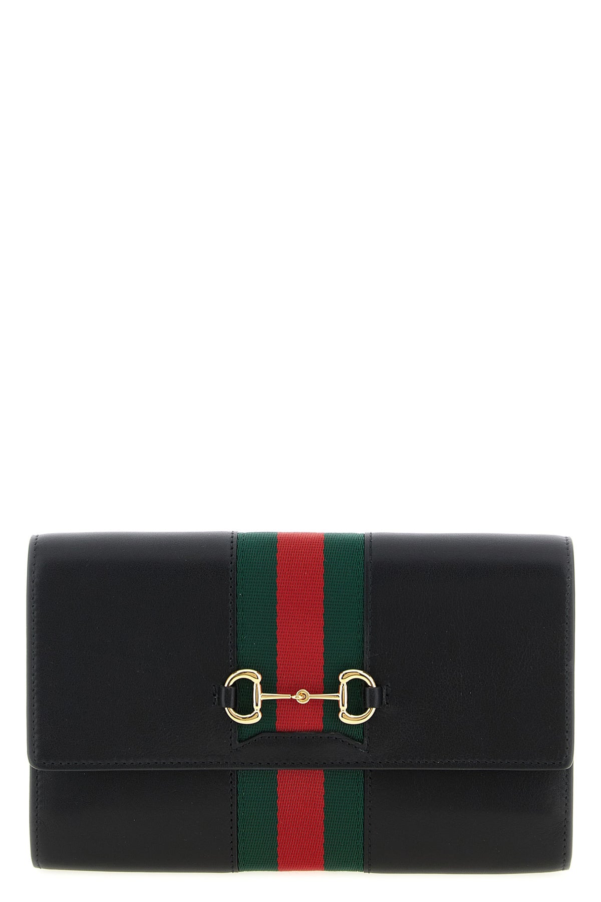 gucci horsebit web leather wallet on chain