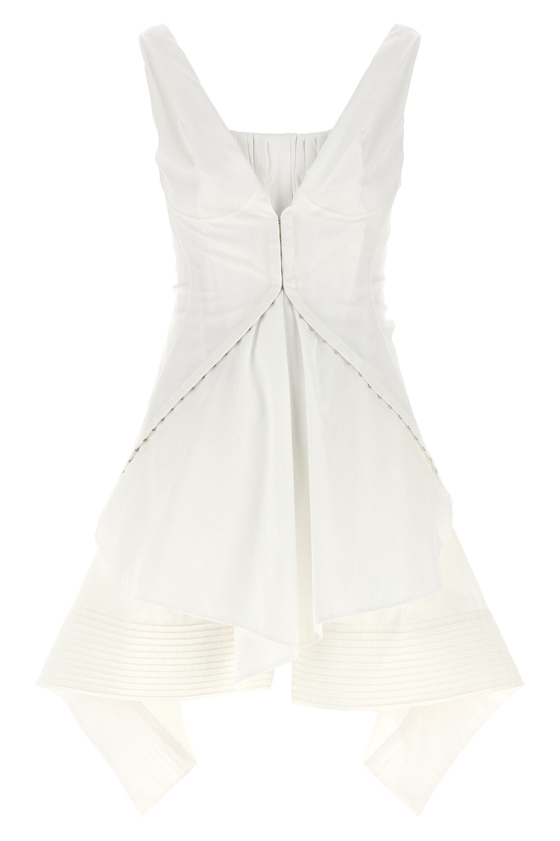 MCQUEEN 38 mini day dress in striped cotton poplin