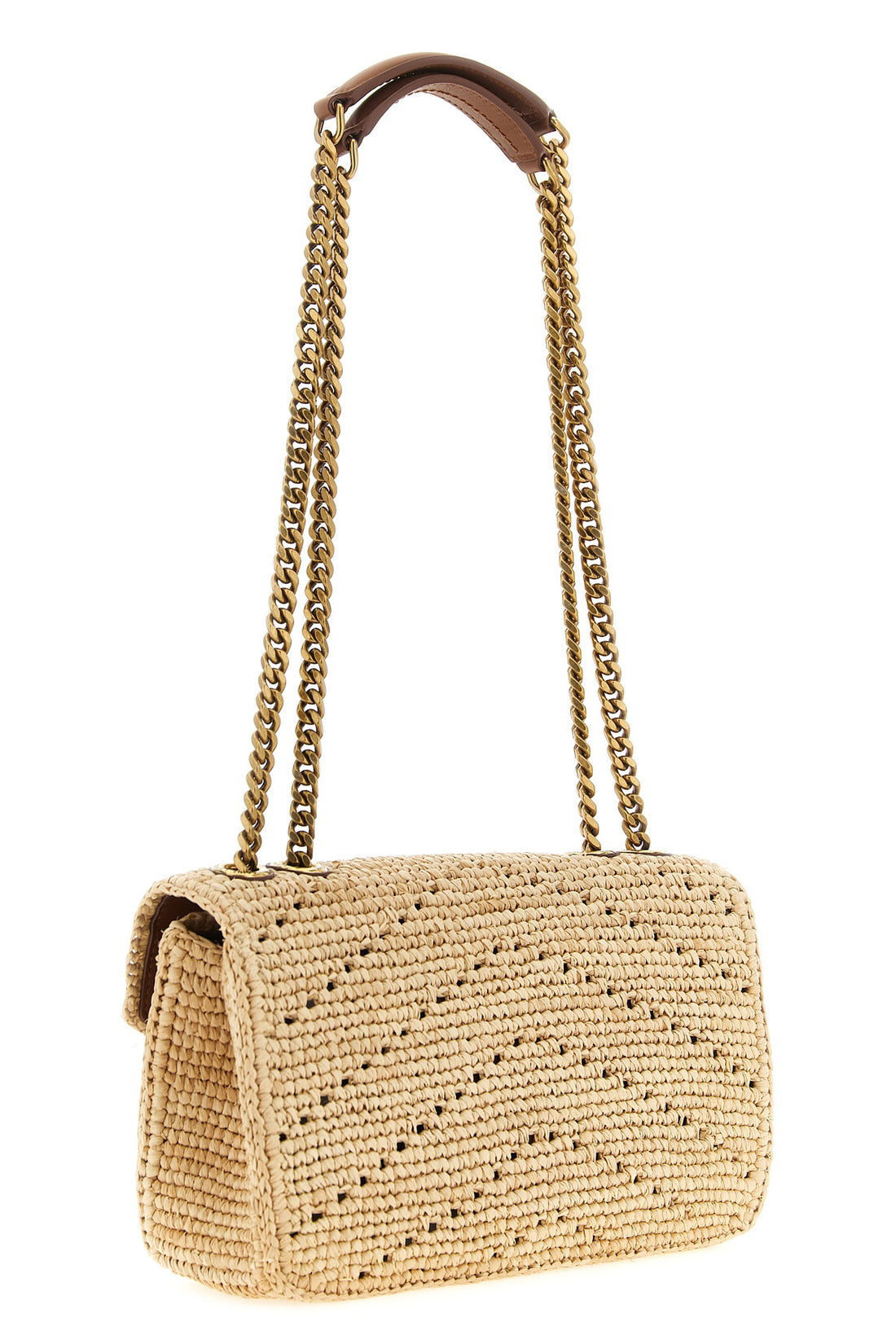 SAINT LAURENT OS the saint laurent loulou shoulder bag in natural raffia is characterized by a co