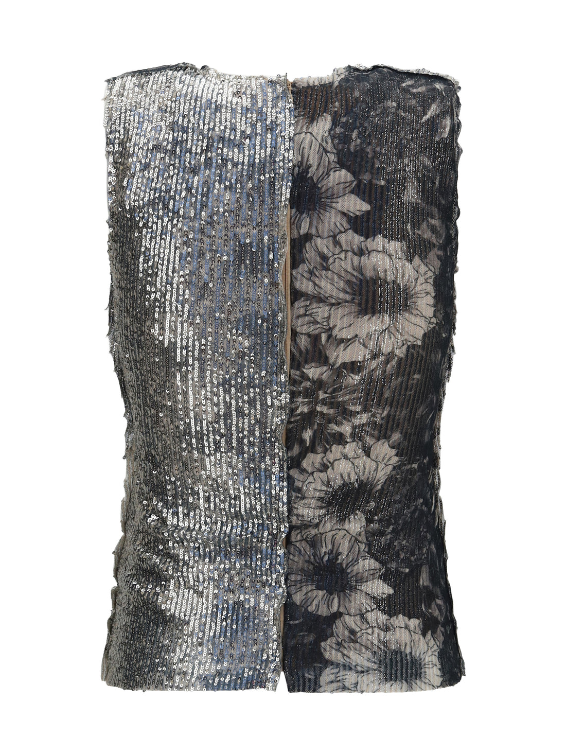 MARGIELA M floral sequin top