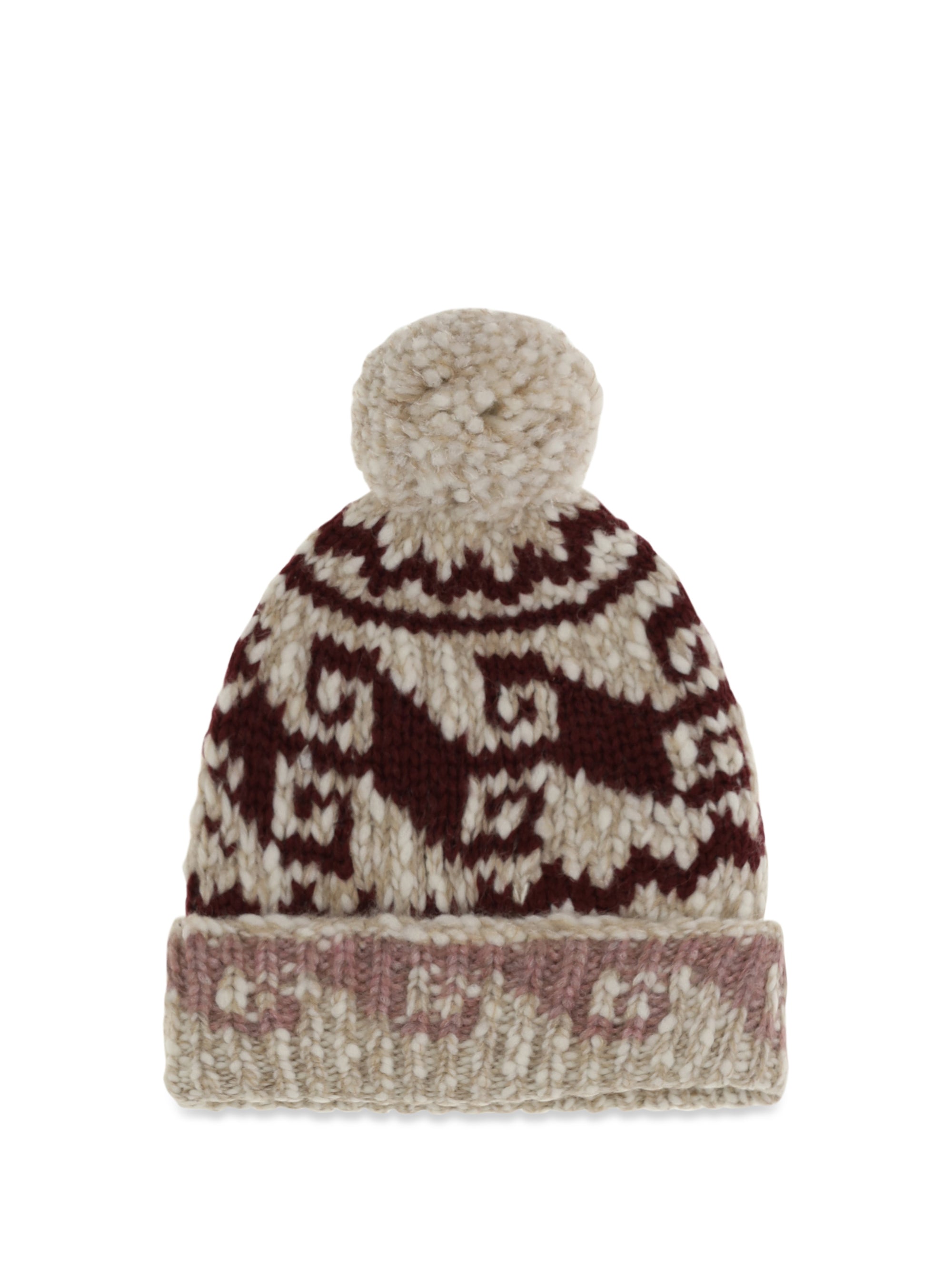 wool-alpaca blend beanie with pom-pom