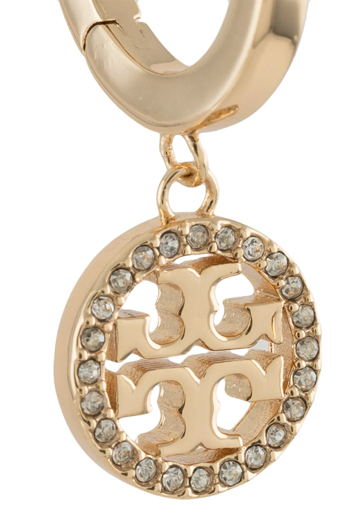 the tory burch miller pavé drop pendant earrings feature a gold-plated metal h