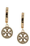 the tory burch miller pavé drop pendant earrings feature a gold-plated metal h