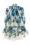 alchemy all-over poppy patterned silk and linen blend dress