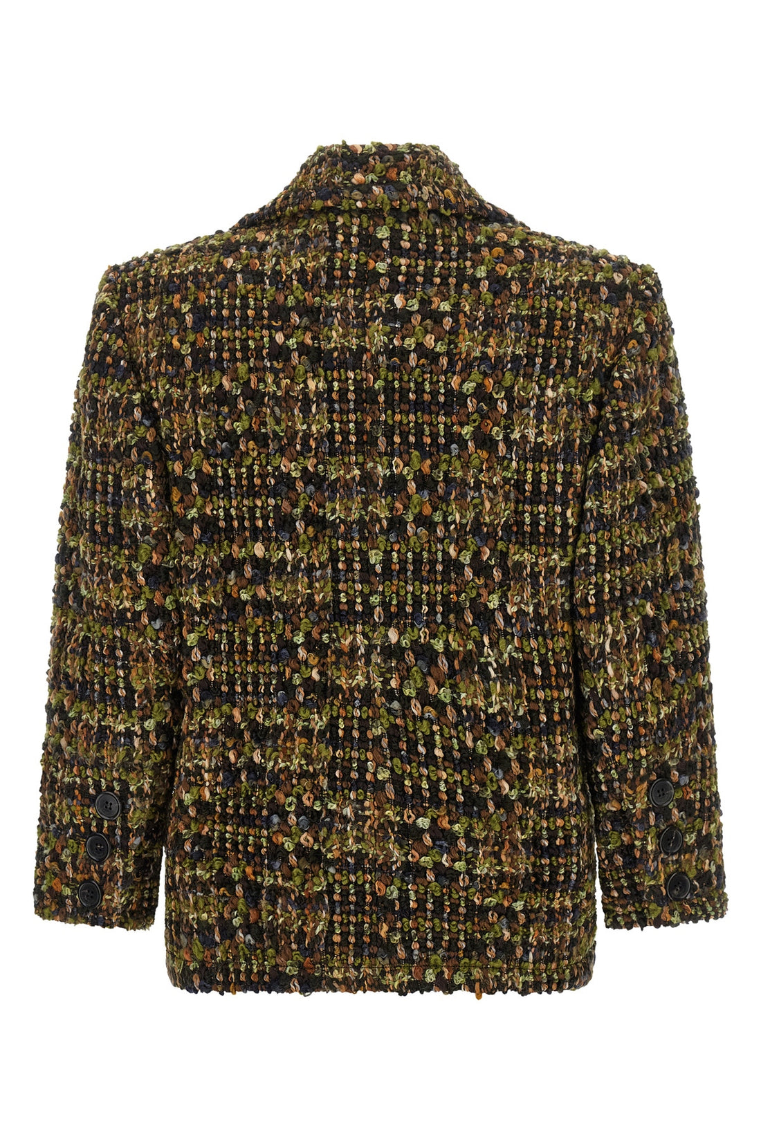 SAINT LAURENT 38 the saint laurent blazer stands out for a complex multicolored bouclé workmanshi