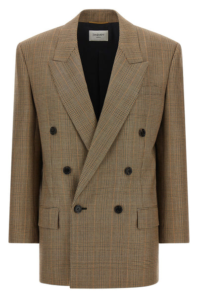 saint laurents double-breasted blazer expresses sartorial excellence through a
