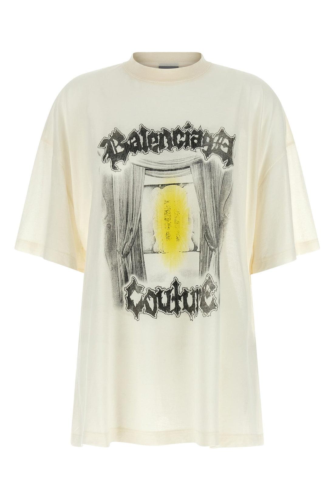 BALENCIAGA XS shaped salon de couture semi-transparent jersey t-shirt