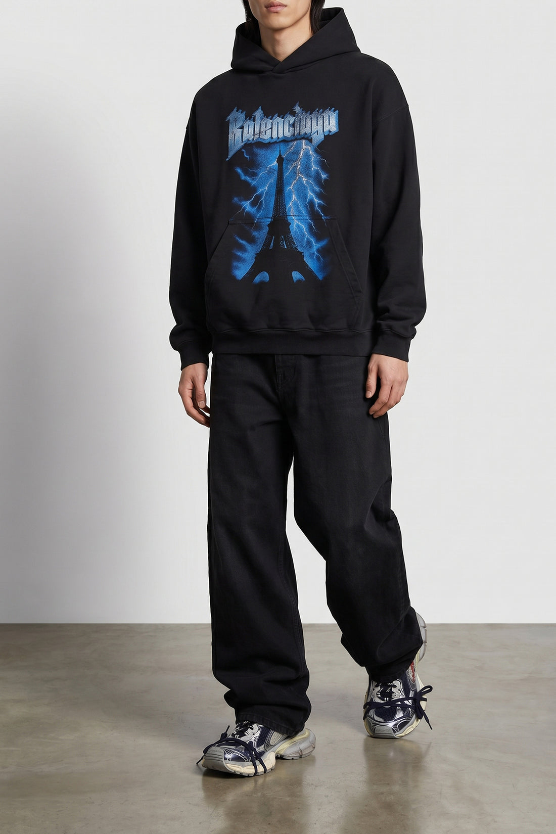 BALENCIAGA L dry used-effect fleece hoodie