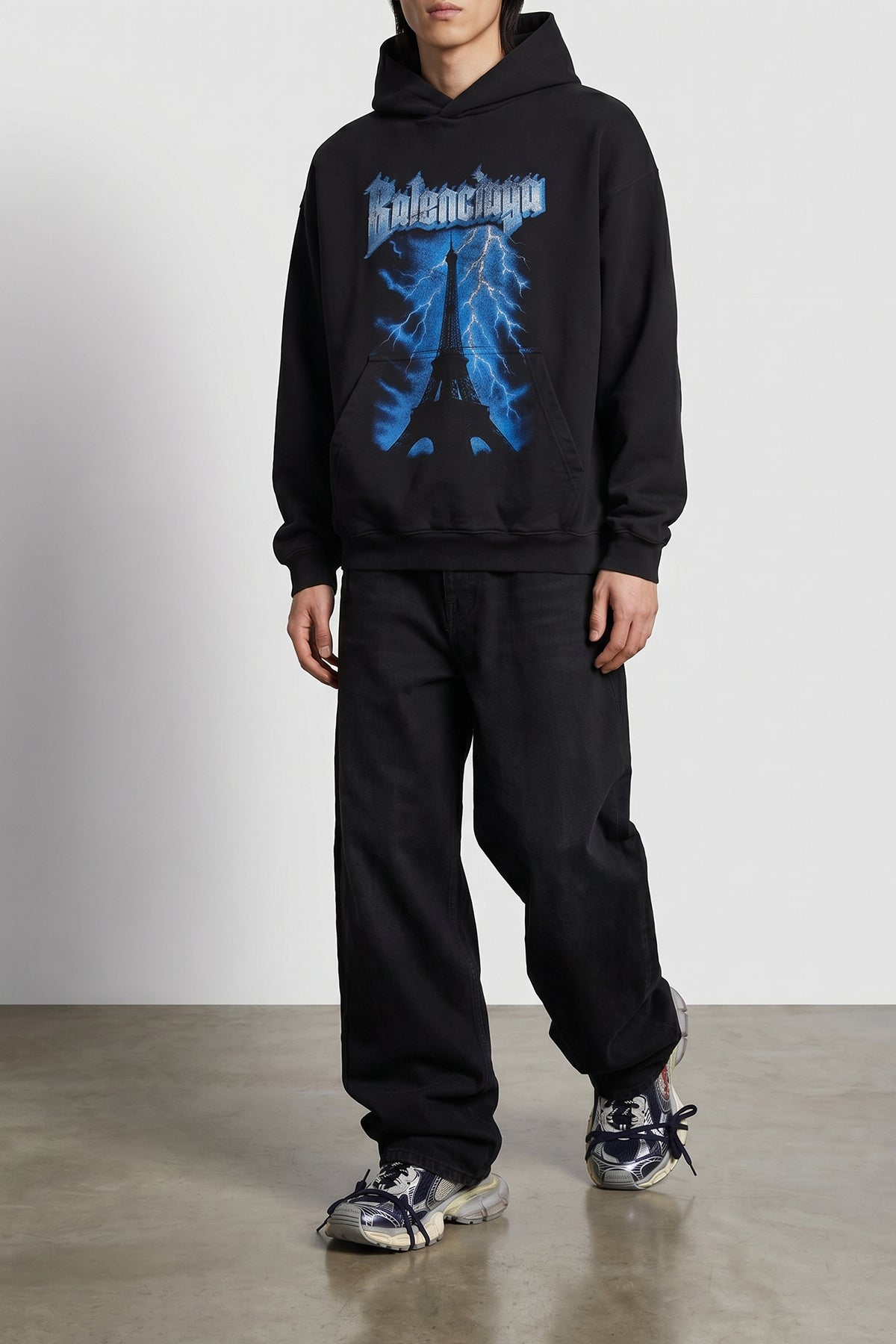 dry used-effect fleece hoodie