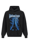 dry used-effect fleece hoodie