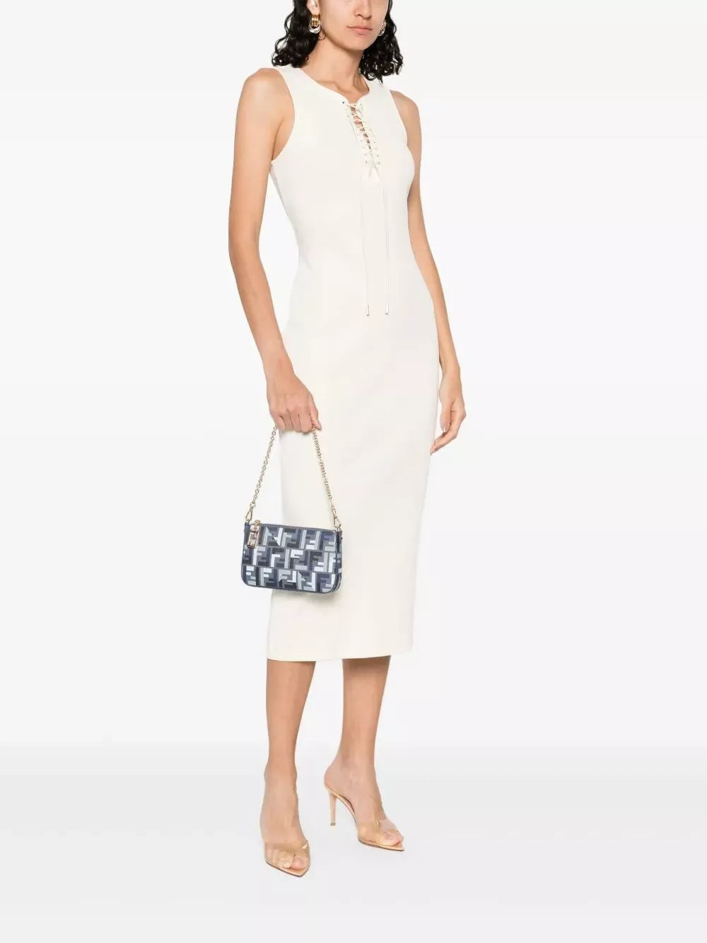 ff fabric baguette pouch with chain