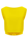the balenciaga draped back top presents a rigorous study of sculptural contrasts