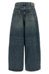 baggy used-effect stone washed cotton denim jeans