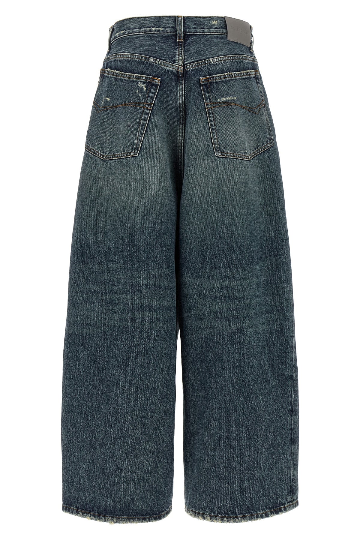 baggy used-effect stone washed cotton denim jeans