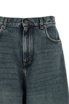 baggy used-effect stone washed cotton denim jeans