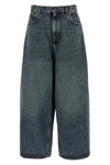 baggy used-effect stone washed cotton denim jeans