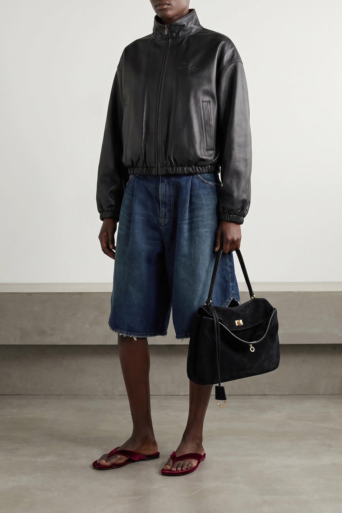 BALENCIAGA 36 used-effect stone washed cotton denim bermuda shorts