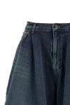 used-effect stone washed cotton denim bermuda shorts