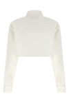 crop shirt in silk poplin and cotton organza