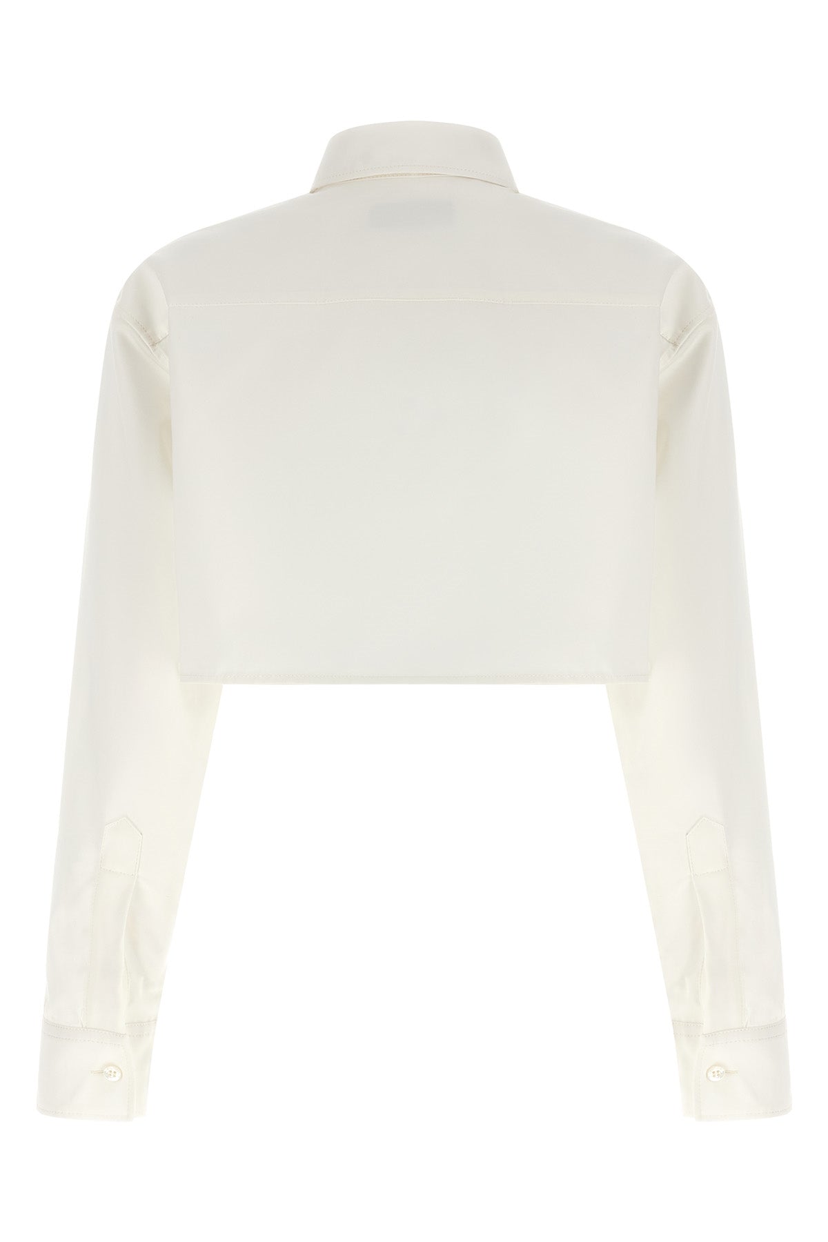 crop shirt in silk poplin and cotton organza