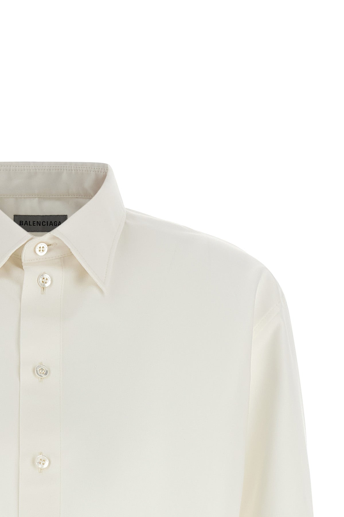 crop shirt in silk poplin and cotton organza