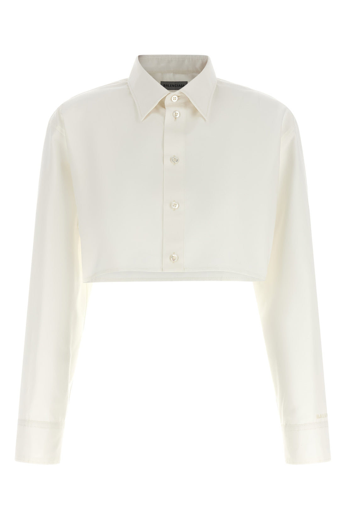 BALENCIAGA 34 crop shirt in silk poplin and cotton organza