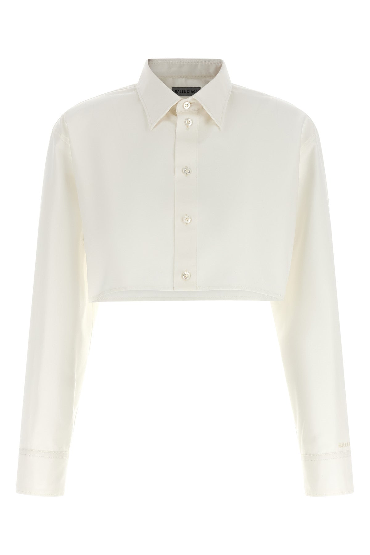 crop shirt in silk poplin and cotton organza