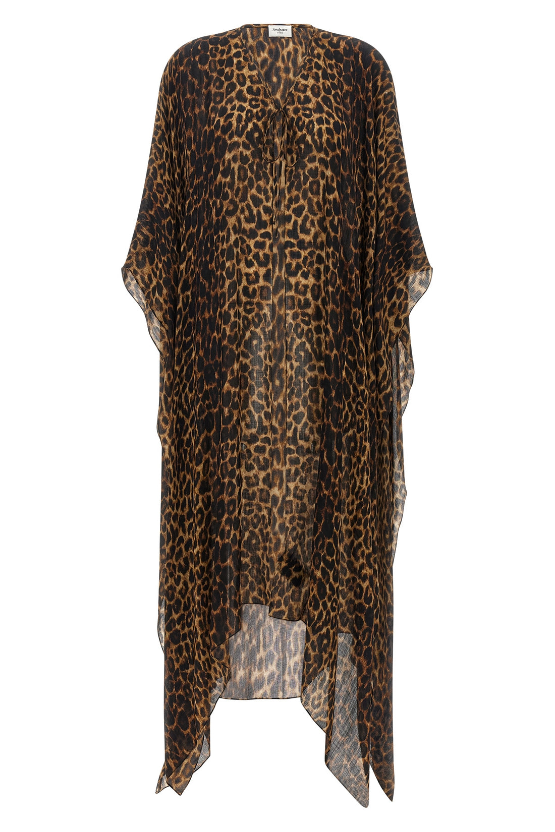 SAINT LAURENT OS saint laurent caftan in animal print wool twill defines a fluid and unstructured
