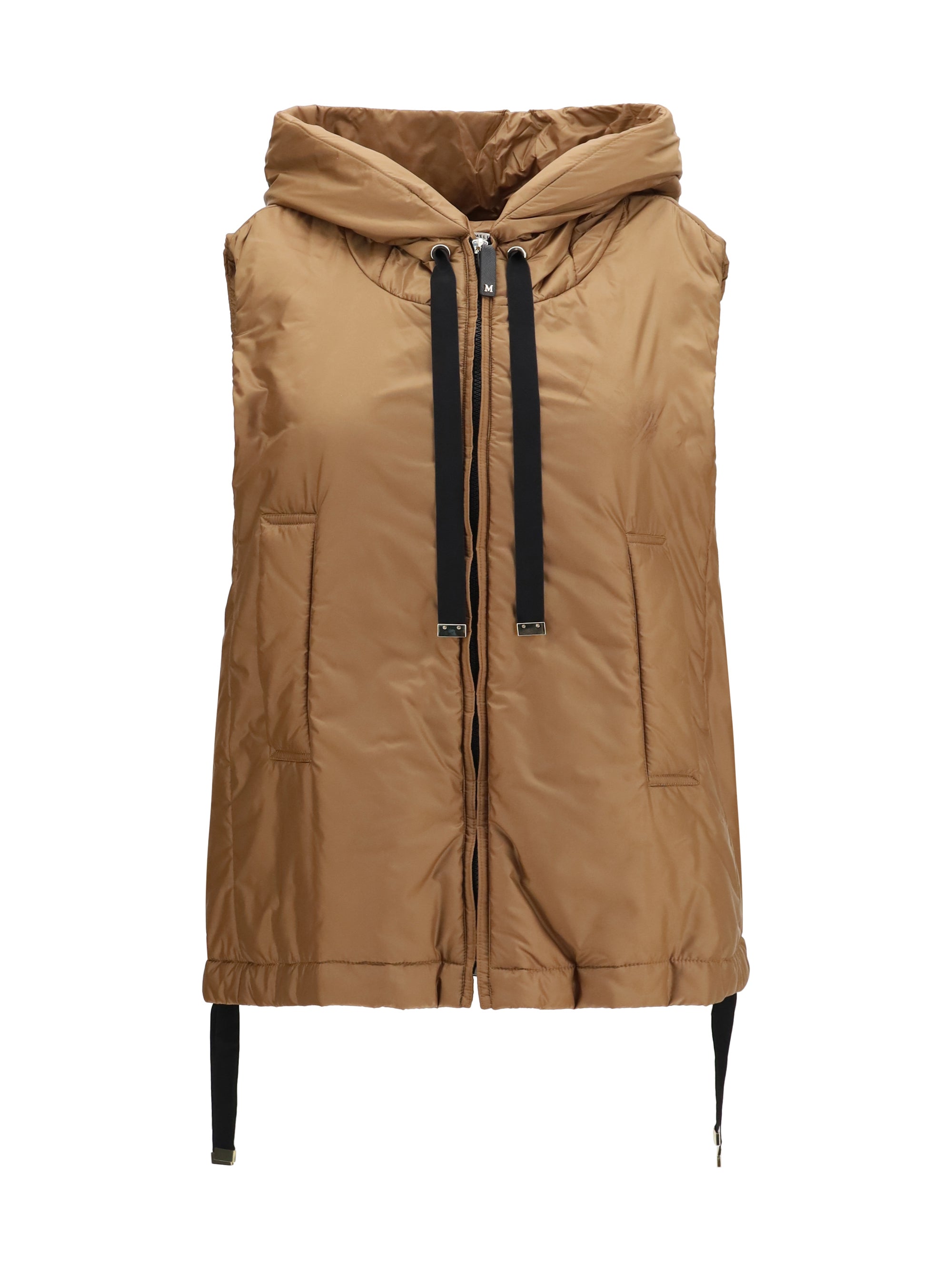 hooded padded vest in water repellent canvas