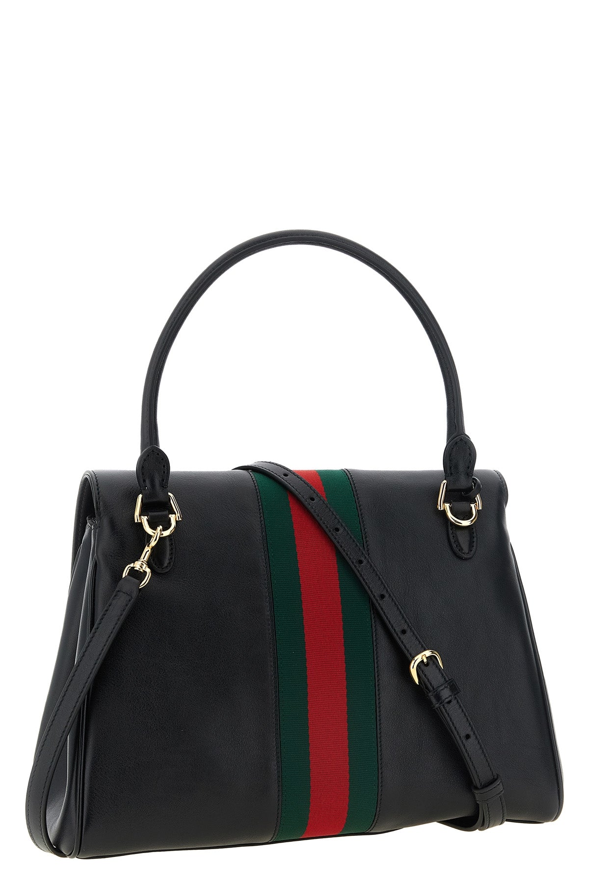 gucci paparazzo midi handbag is made of soft black calf leather