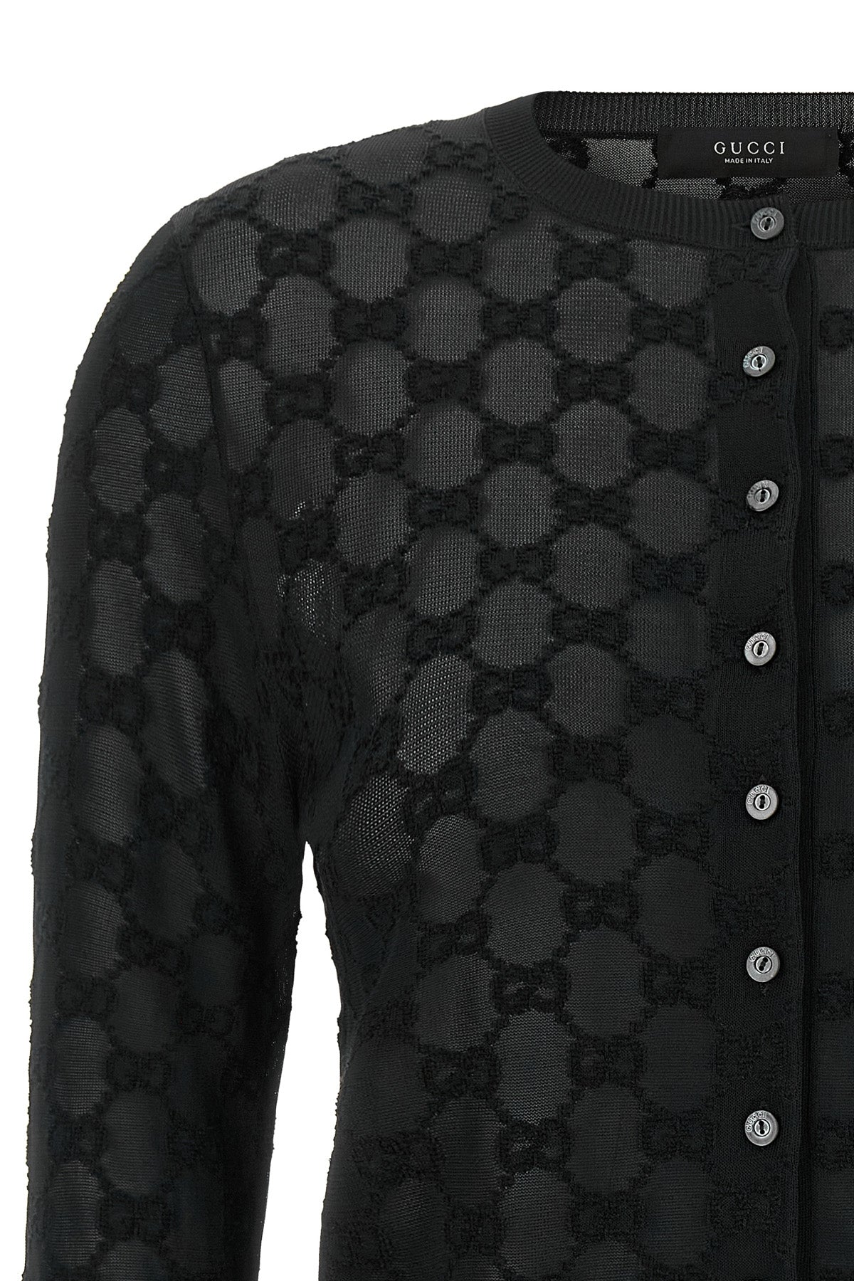 the gucci cardigan sets new standards of elegance through a shortened and tight