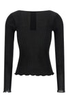 the saint laurent long-sleeved top is made of pure ribbed silk